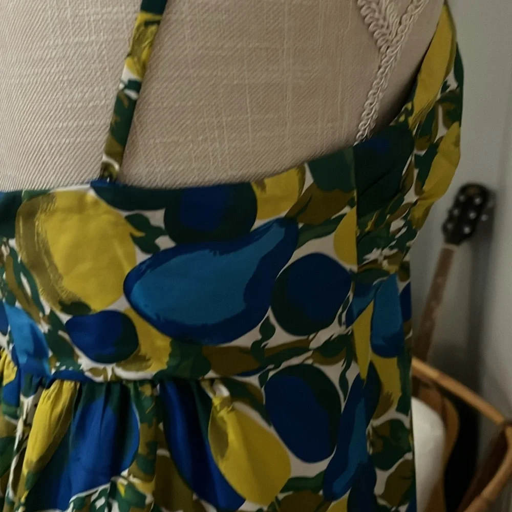Rebecca Taylor Royal Blue green and olive color Silk Dress size 6 - Picture 11 of 16